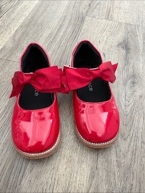 Kiderence Girls Red Patent Bow Mary Jane Kids Shoes Size 8